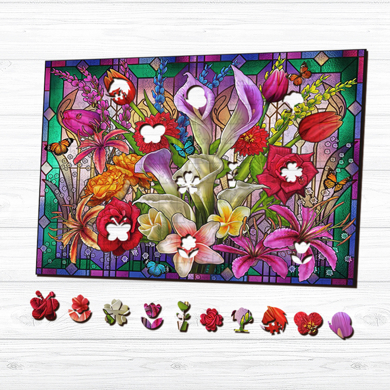 Flower Window Wooden Jigsaw Puzzle - aimpuzzle