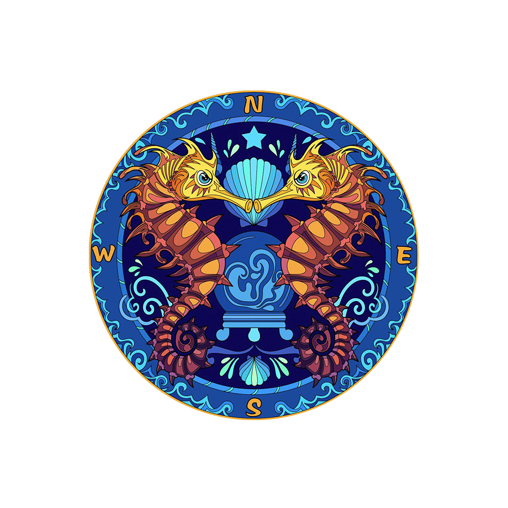 Seahorse Compass Wooden Jigsaw Puzzle - aimpuzzle