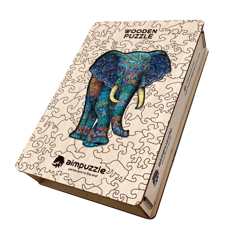 Blue elephant Wooden Jigsaw Puzzle - aimpuzzle