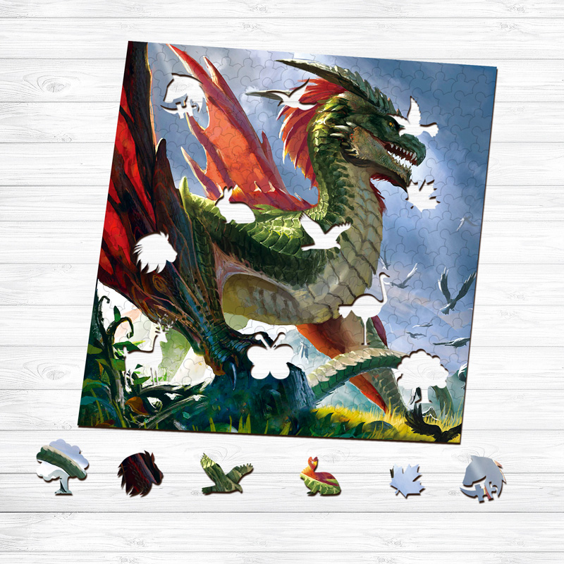 Green Dragon Wooden Jigsaw Puzzle - aimpuzzle