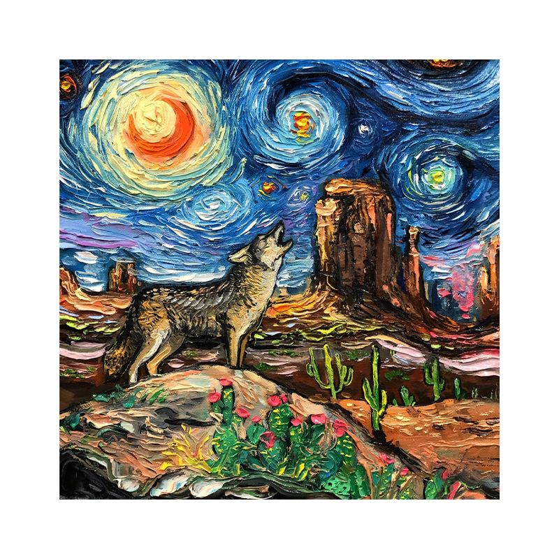 Starry Night Wolf Wooden Jigsaw Puzzle - aimpuzzle