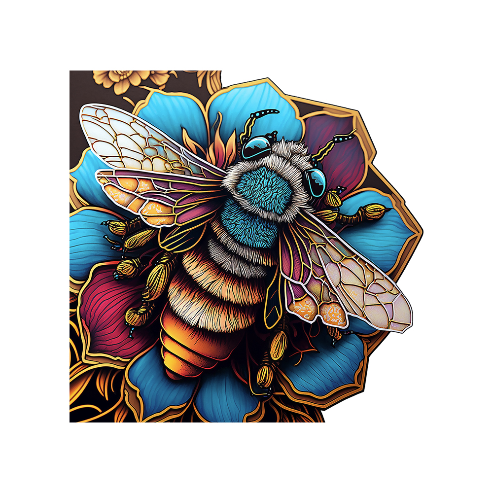 Floral Honey Bee Wooden Jigsaw Puzzle - aimpuzzle