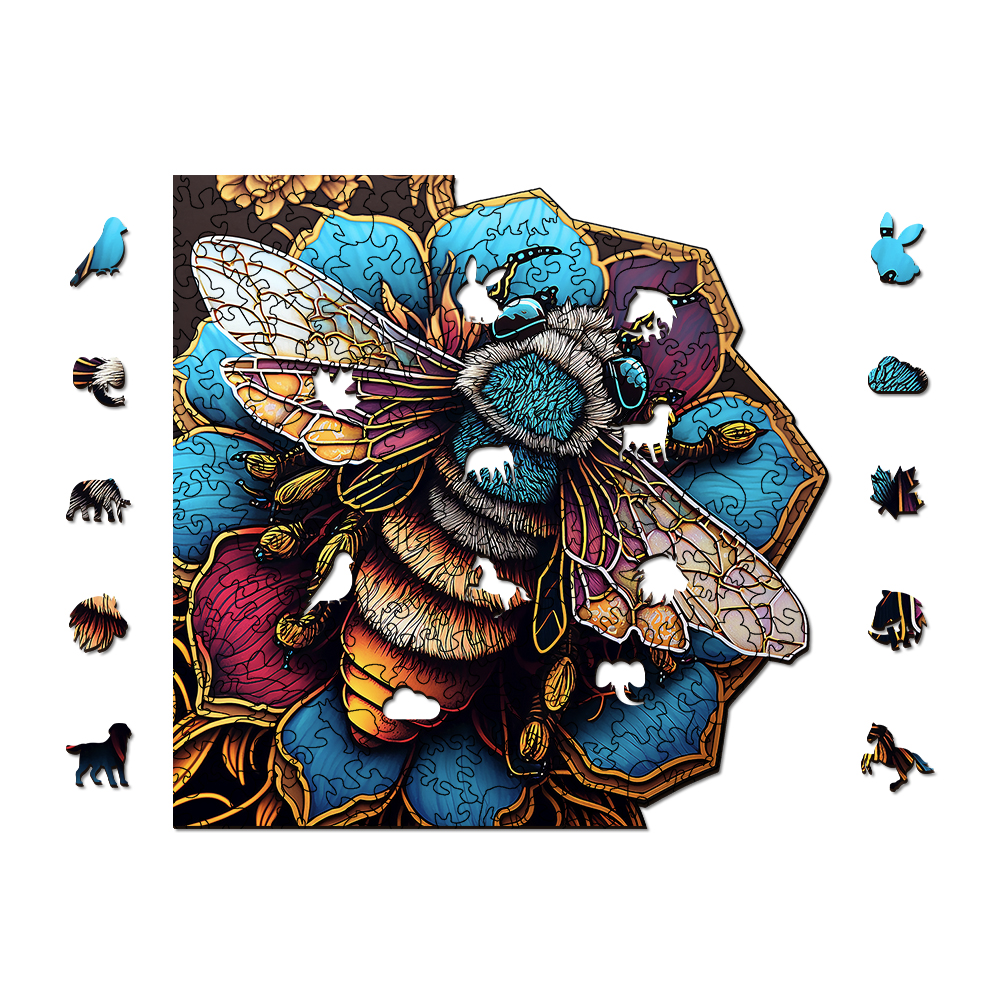 Floral Honey Bee Wooden Jigsaw Puzzle - aimpuzzle