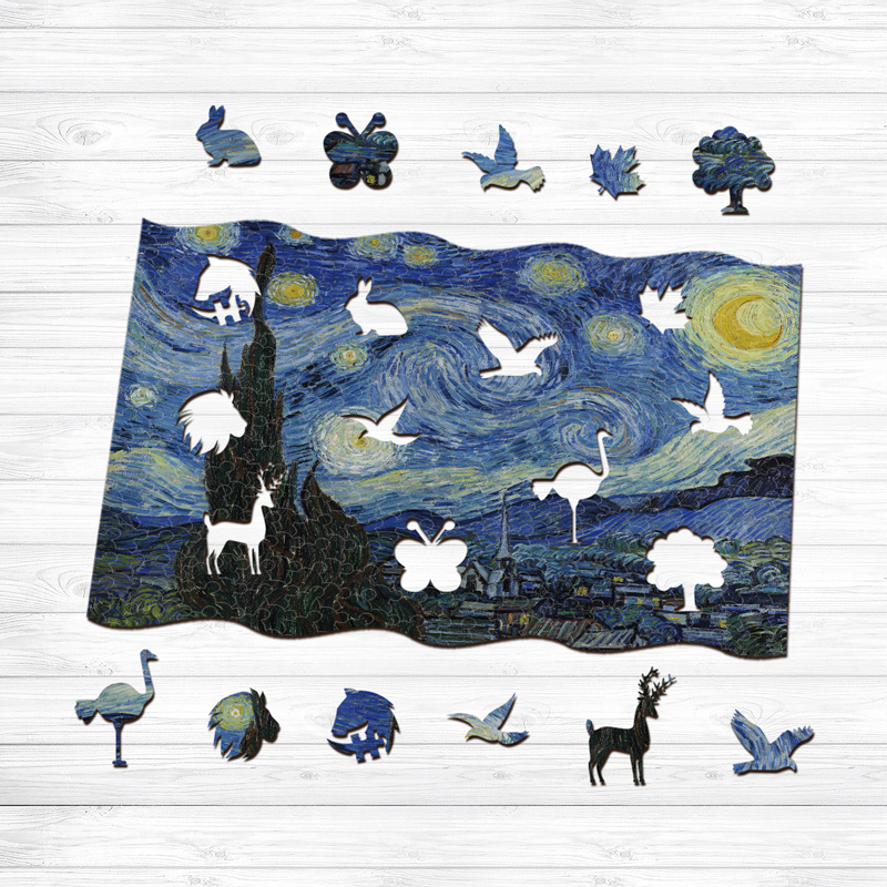 Van Gogh Starry Night Wooden Jigsaw Puzzle - aimpuzzle