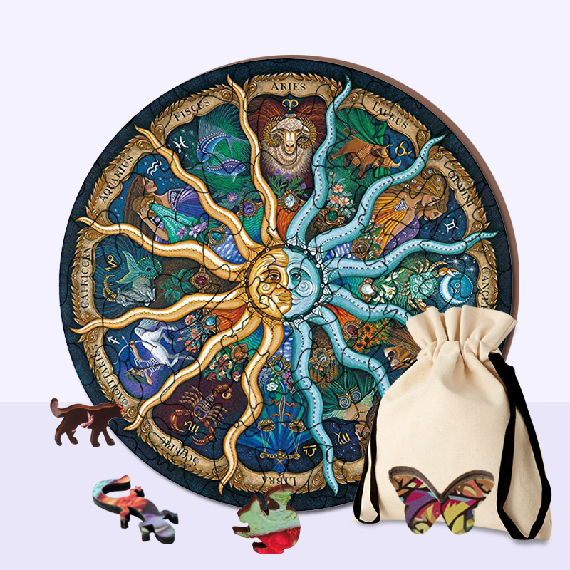Zodiac Signs Sun Wooden Jigsaw Puzzle - aimpuzzle