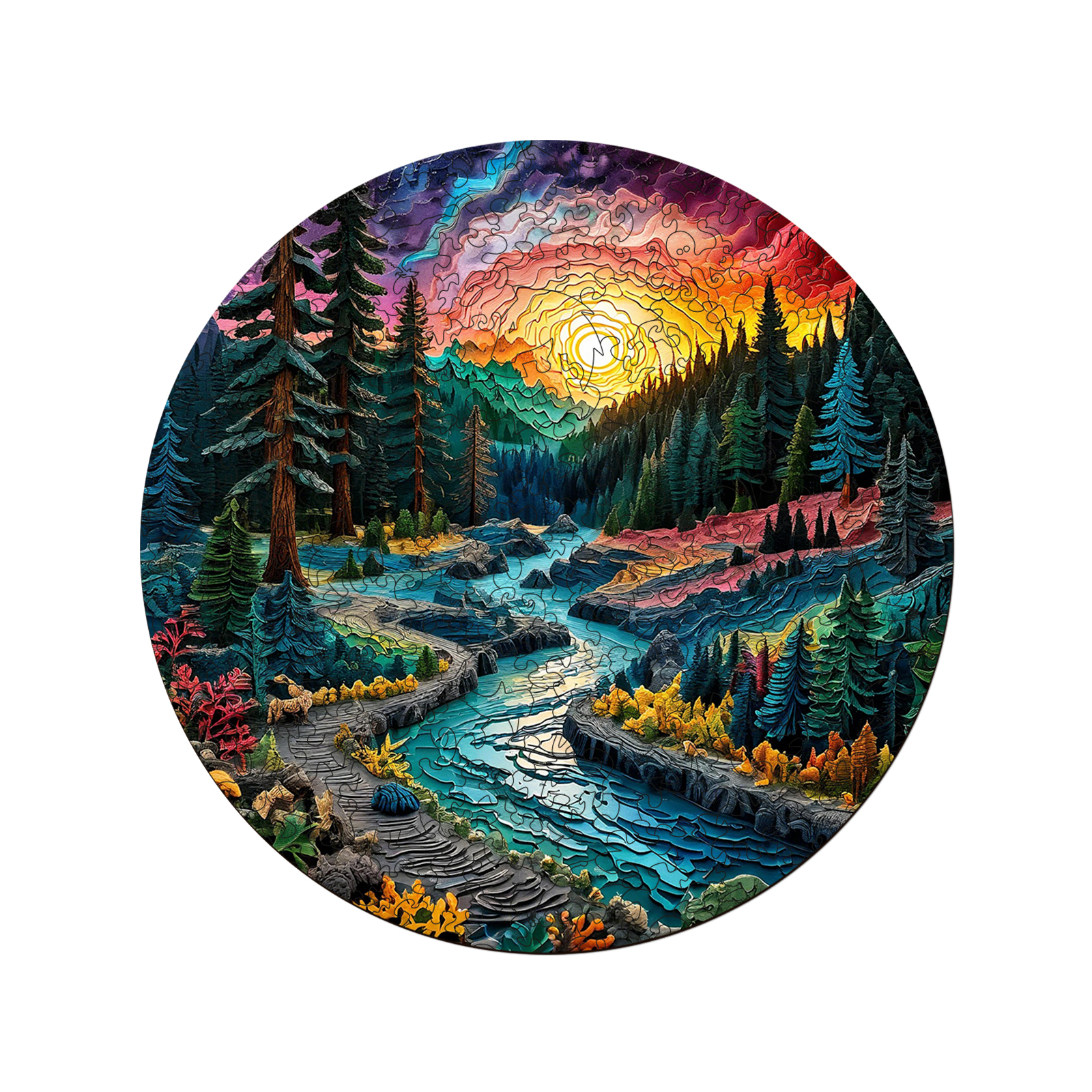 Sunrise Over the Mountains 3D Vision Wooden Jigsaw Puzzle - aimpuzzle