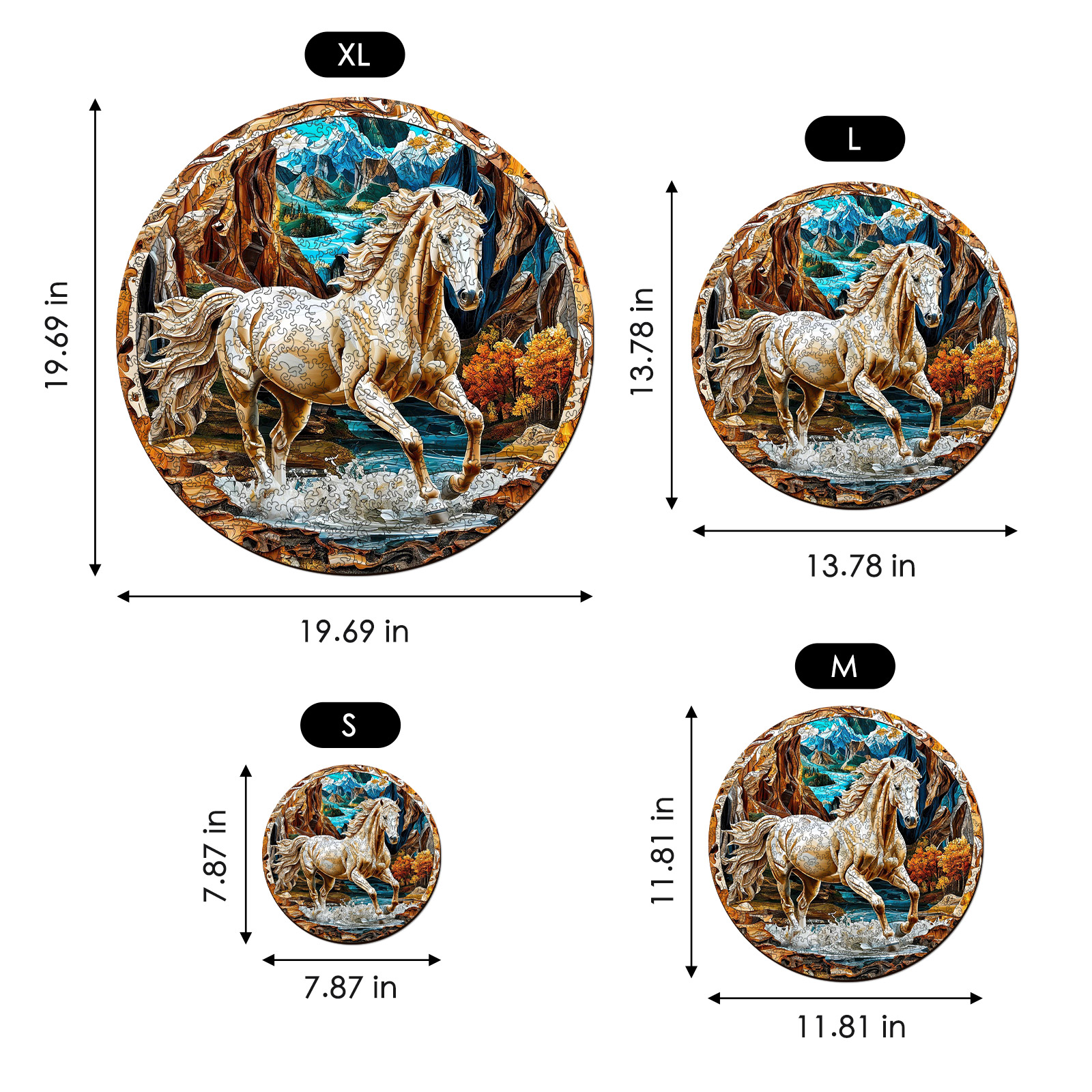 Free-running White Horse 3D Vision Wooden Jigsaw Puzzle - aimpuzzle